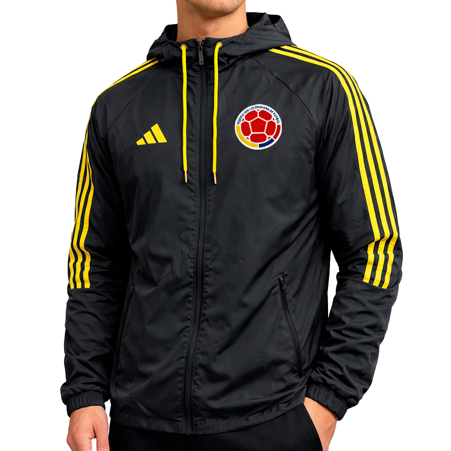 LM-003 CHAQUETA COLOMBIA NEGRO LINEA AMARILLA